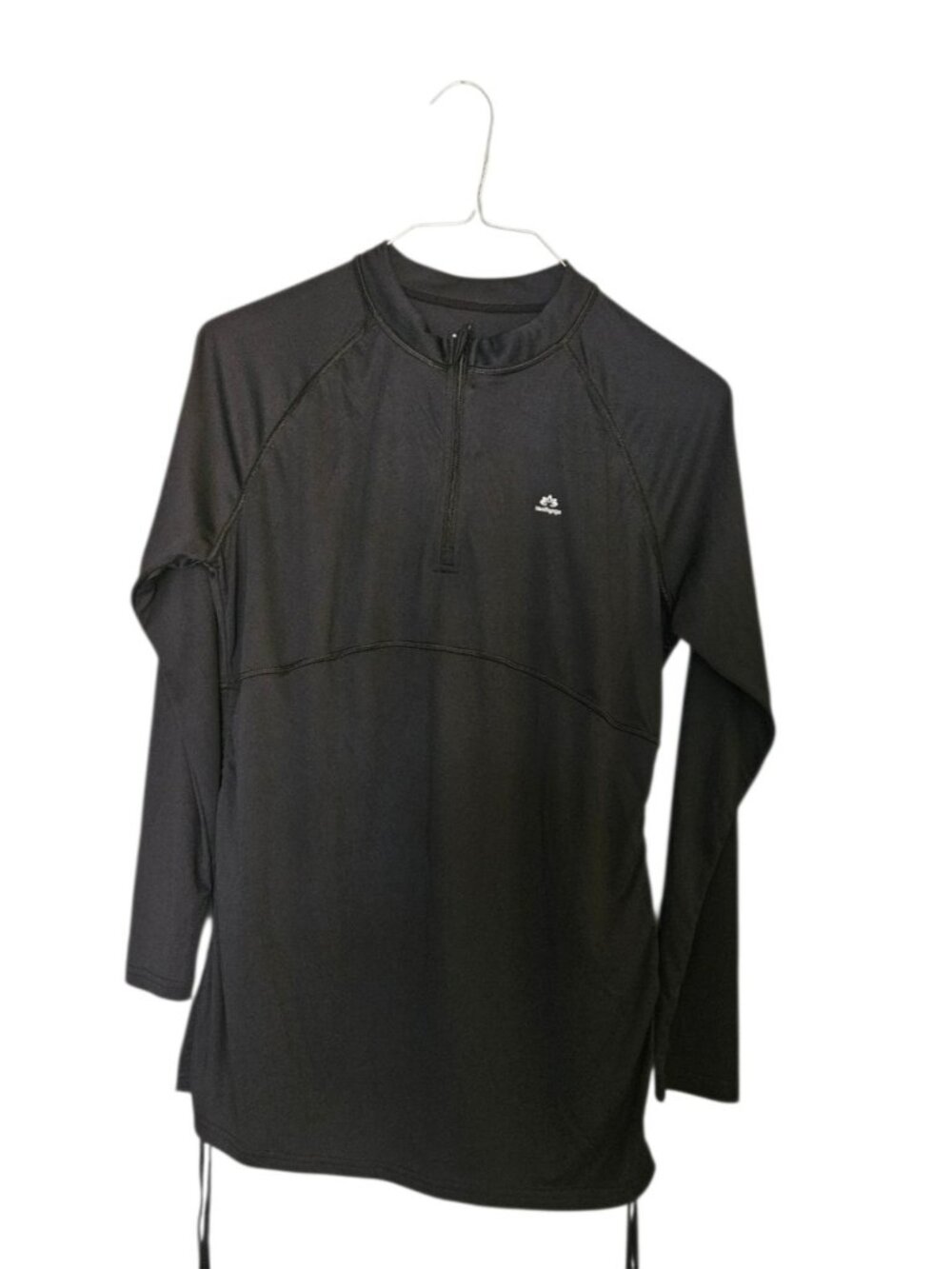 Heathyoga UPF Sun Protection Quarter Zip Activewear Top Large Black Ruched ws3